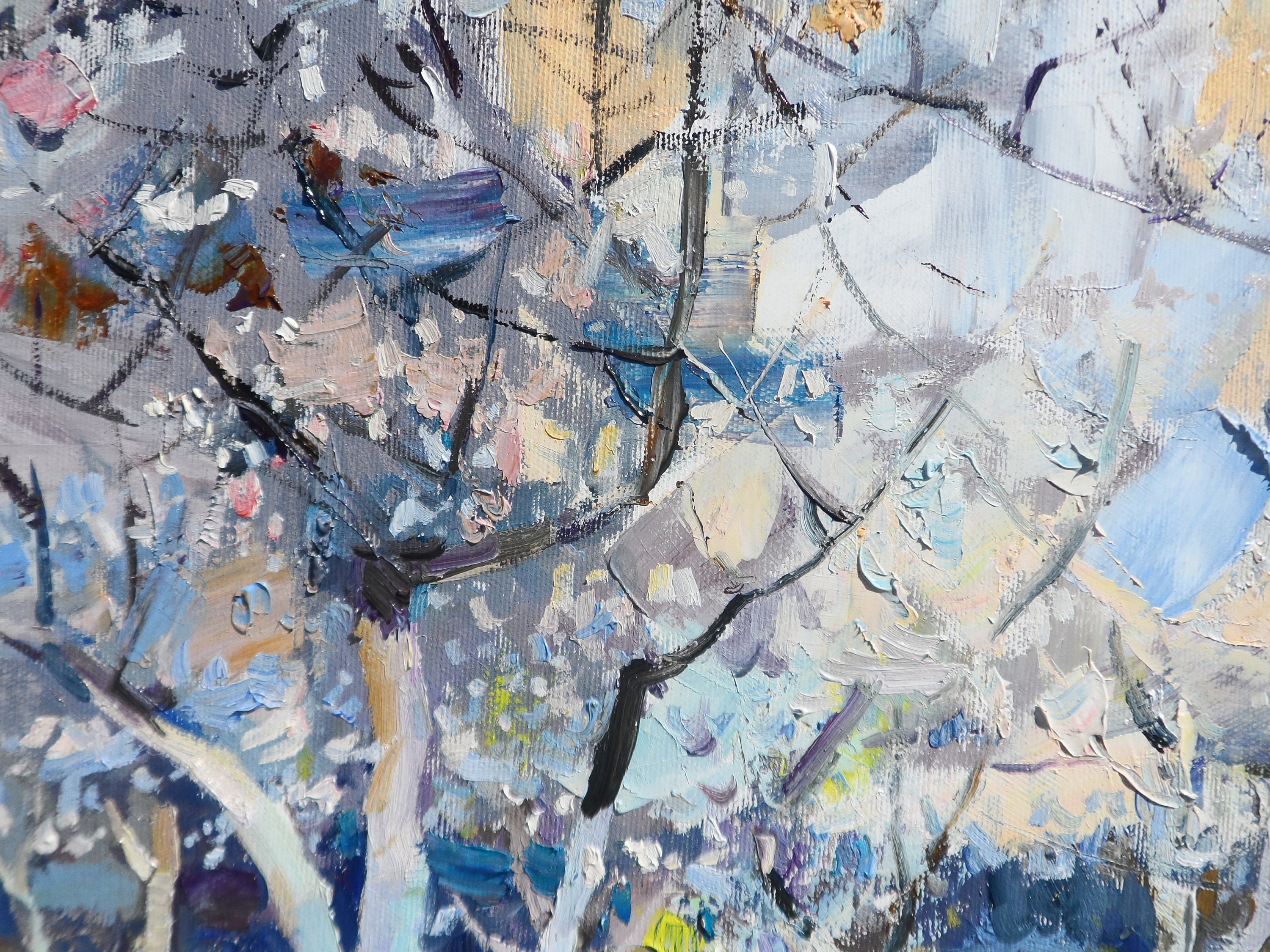 ブルーミングガーデンズ油絵：印象派美術、19.7x23.6インチ - Etsy 日本