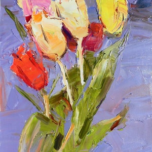 Tulpen, Blumen, Blüten Malerei, Original Ölgemälde, Öl auf Leinwand, Fine Art, Impressionismus