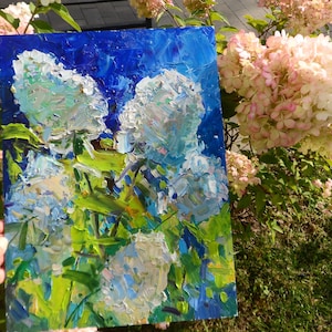 Hydrangeas Painting, Flowers Original Oil on Canvas, Fine Art,Impressionism