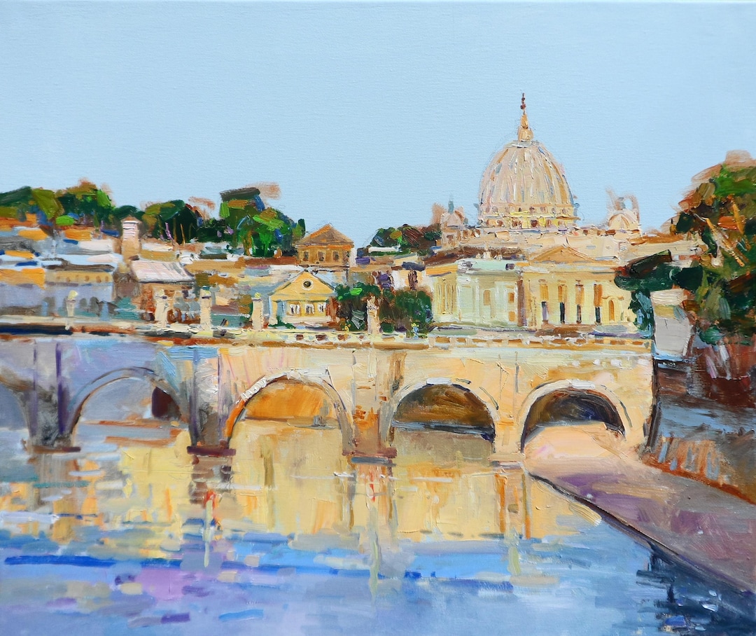 St. Peter's Basilica Evening Italy Rome Landscape Original Painting ...