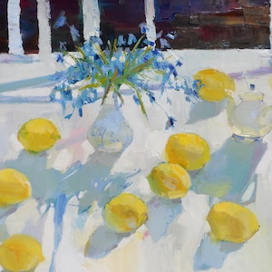Original Ölgemälde Zitronen Öl auf Leinwand Fine Art Sommer Malerei Freilichtmalerei Impressionismus von Y. Dulin