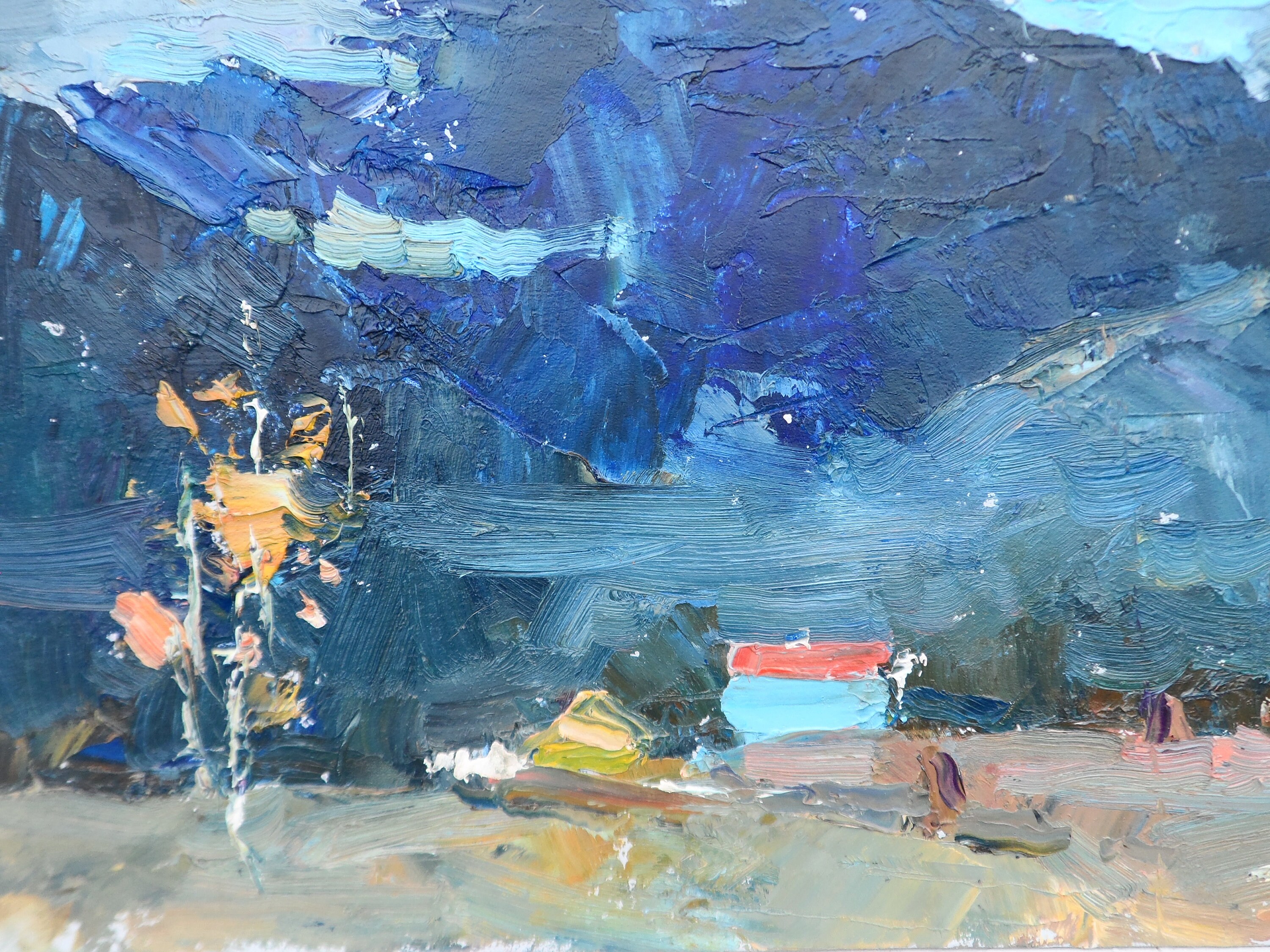 Original oil painting on cardboard Аutumn art Fine art Etsy