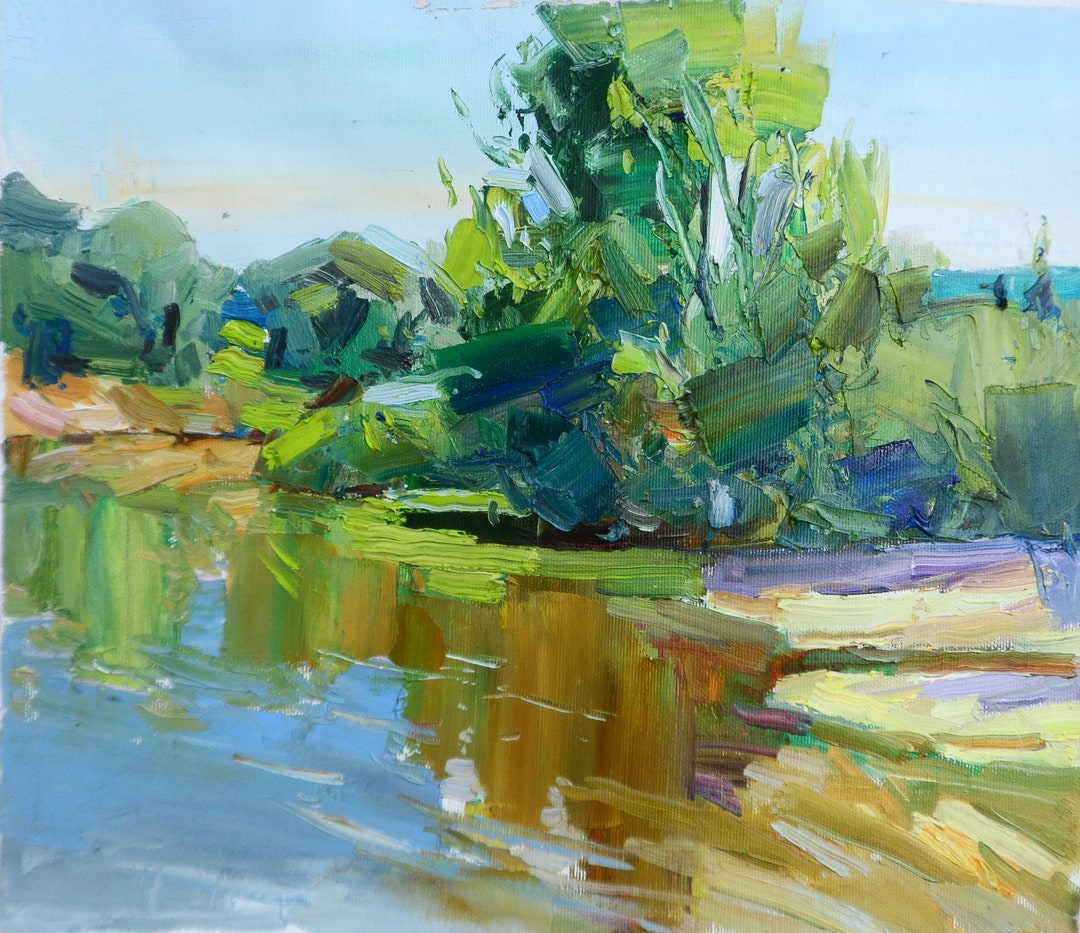 River Landscape Painting Canvas Painting Summer Forest Fine Art ...