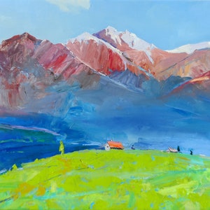Mountains Switzerland Alp Italy Large Painting Art Fine Art Landscape