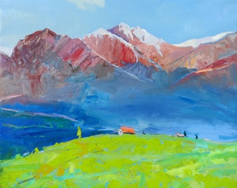 Mountains Switzerland Alp Italy Large Painting Art Fine Art Landscape