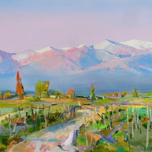 Mountains Switzerland Alp Italy Vineyards Painting Art Fine Art Landscape
