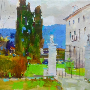 Old Garden Old Town Italy Landscape Painting Original Painting Oil Canvas  by Y.Dulin