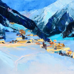Mountains Alp Austria Festive Lights Large Painting Art Fine Art Landscape