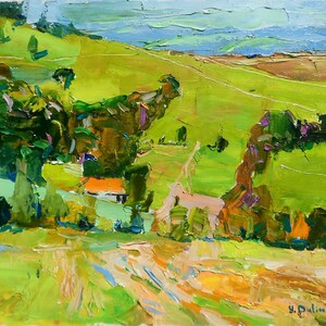 Mountains Autumn Painting Orange Art Original Oil Painting Oil on Canvas Fine Art Impressionism Painting
