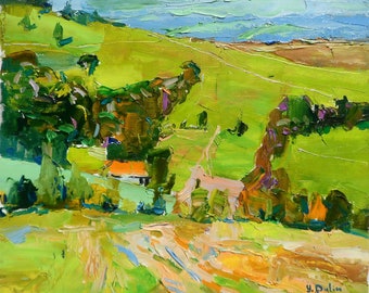 秋の油絵 湖の絵 現代アート 印象派 風景画 木の絵 - Etsy 日本