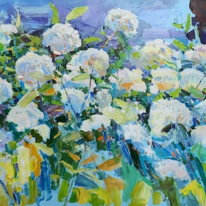 Hydrangea Flowers Painting Original Oil Painting on Canvas  Fine Art Impressionism