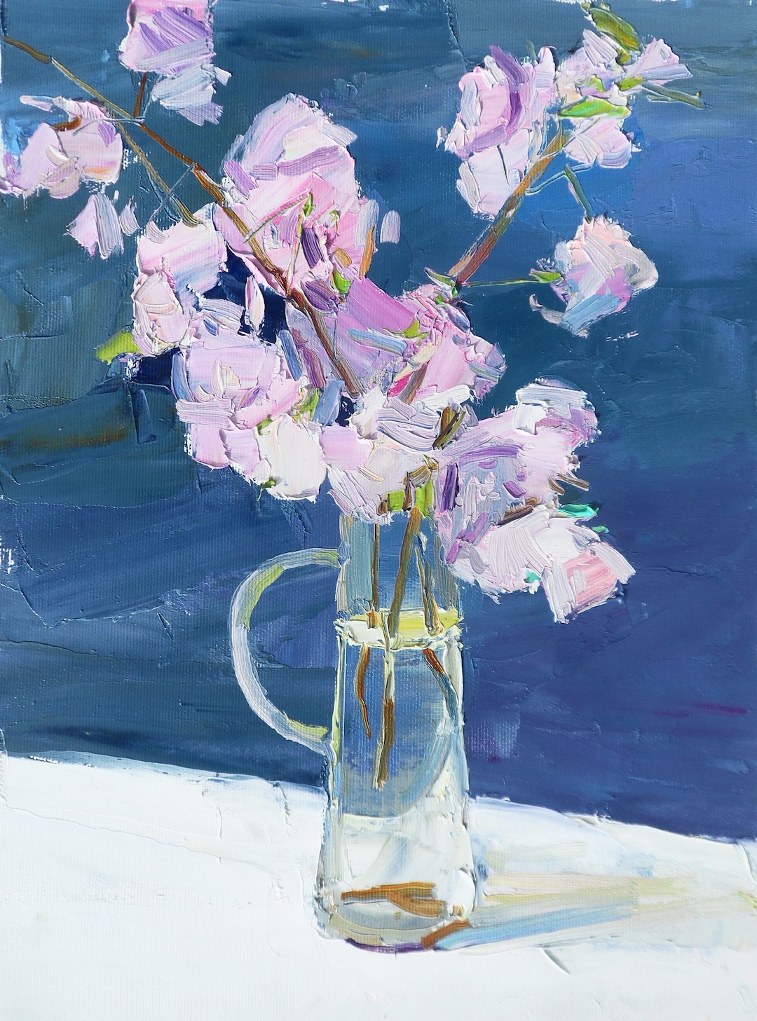 Cherry Blossoms Flowers Painting Original Oil Painting Oil on Canvas Fine Art Impressionism by Y