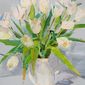 Tulpen, Blumen, Blüten Malerei, Original Ölgemälde, Öl auf Leinwand, Fine Art, Impressionismus