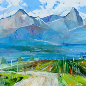 Mountains Switzerland Painting Art Fine Art Landscape painting Impressionism