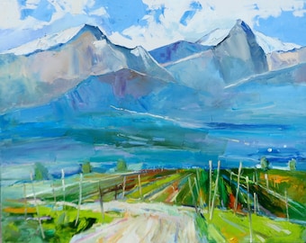Mountains Switzerland Painting Art Fine Art Landscape painting Impressionism