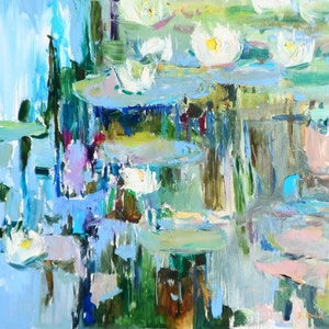Landscape Water Lilies  Canvas Oil Painting Original Impressionism