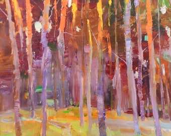 Forest Painting Ukraine Art Landscape Original Oil Painting Oil on Canvas Fine Art Painting Impressionism