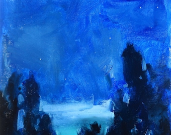 Moonlit Night Evening Landscape Painting Canvas Art Painting