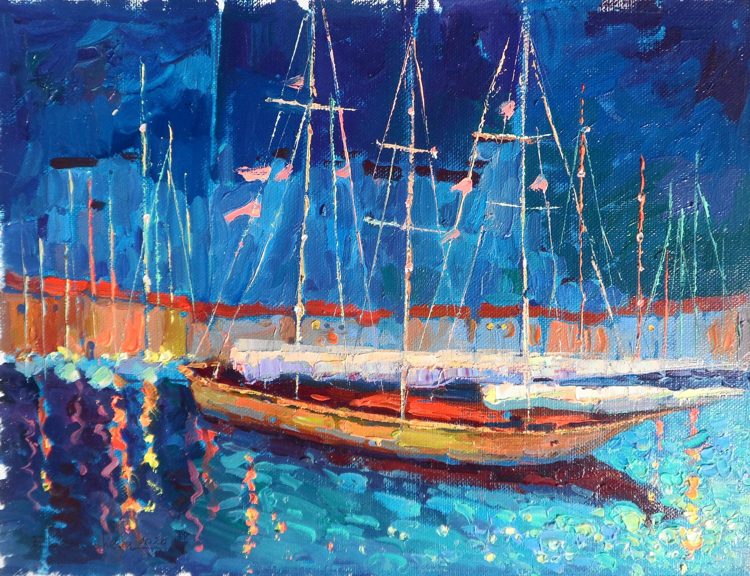 Original oil painting Oil on canvas Night lights Fine art by Etsy