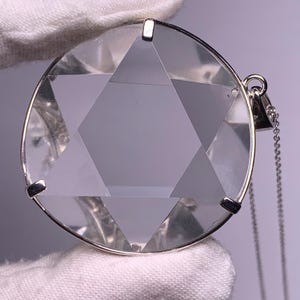 1pcs Natural Clear Quartz Crystal 3D Hexagon Star of David sterling Silver pendant