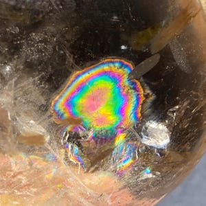 Rainbow! Natural smoky-citrine Quartz Hematoid quartz hand palm crystal