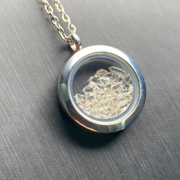 Natuurlijke herkimer-diamantenhanger met roestvrijstalen ketting kan worden geopend uit PAKISTAN