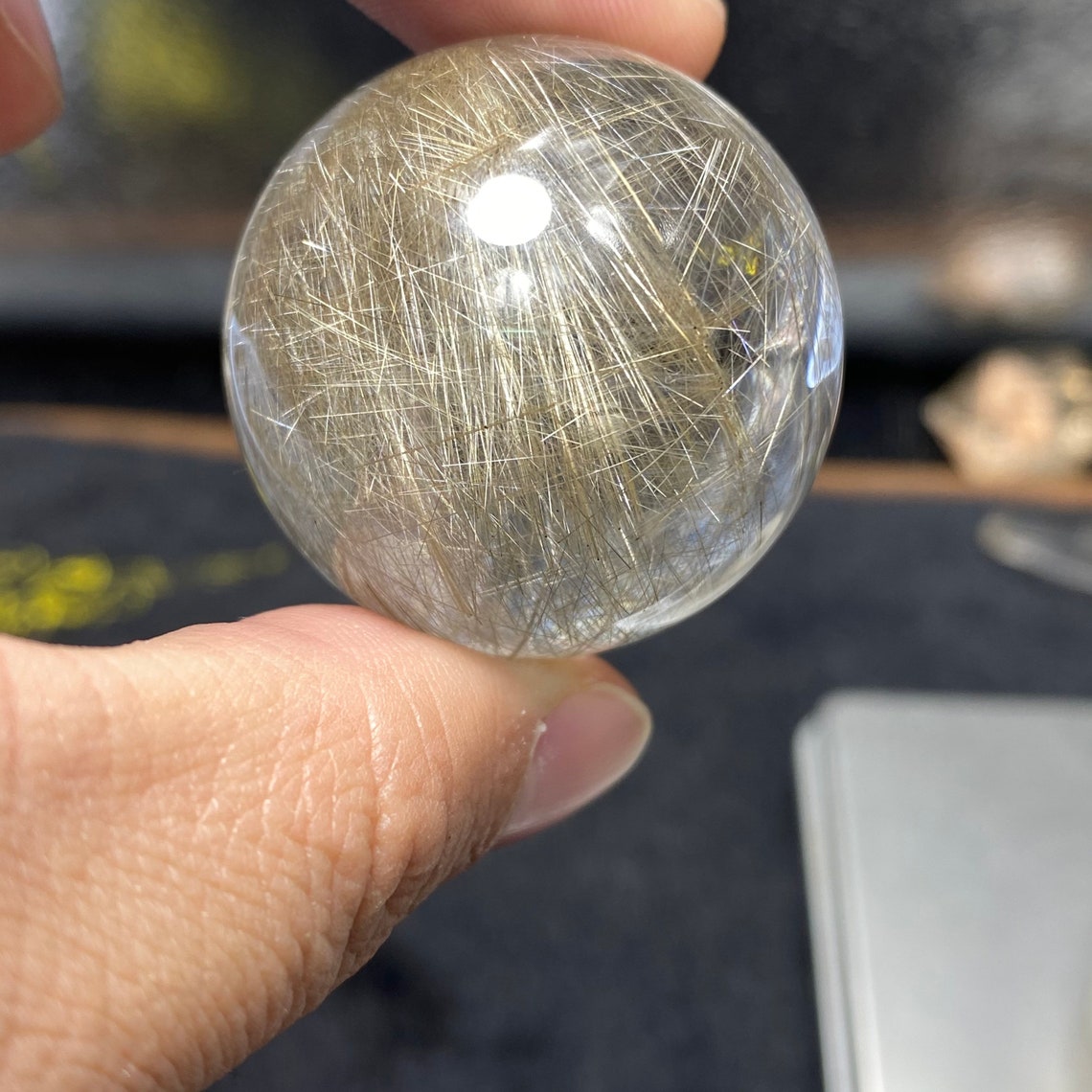 65g 36mm Natural Silver Rutilated Quartz Sphere5 Etsy