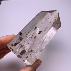 348.3gram Natural green mica clear quartz crystal piont