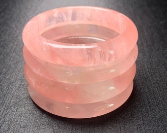 Natural pink rose quartz bangle  Crystal healing from madagascar