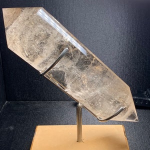 24 sided Vogel Style smoky Quartz rainbow quartz crystal point crystal with stand