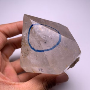 Double terminated mobile water bubble enhydro quartz rainbow quartz crystal point specimen