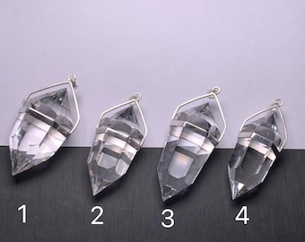 12-6-24 sided Vogel Style Quartz Pendant: Natural Clear Crystal pendant