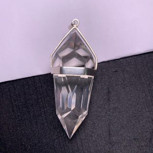 30 sided Vogel Style quartz Natural Clear Crystal sterling silver pendant DT Wand POINT healing