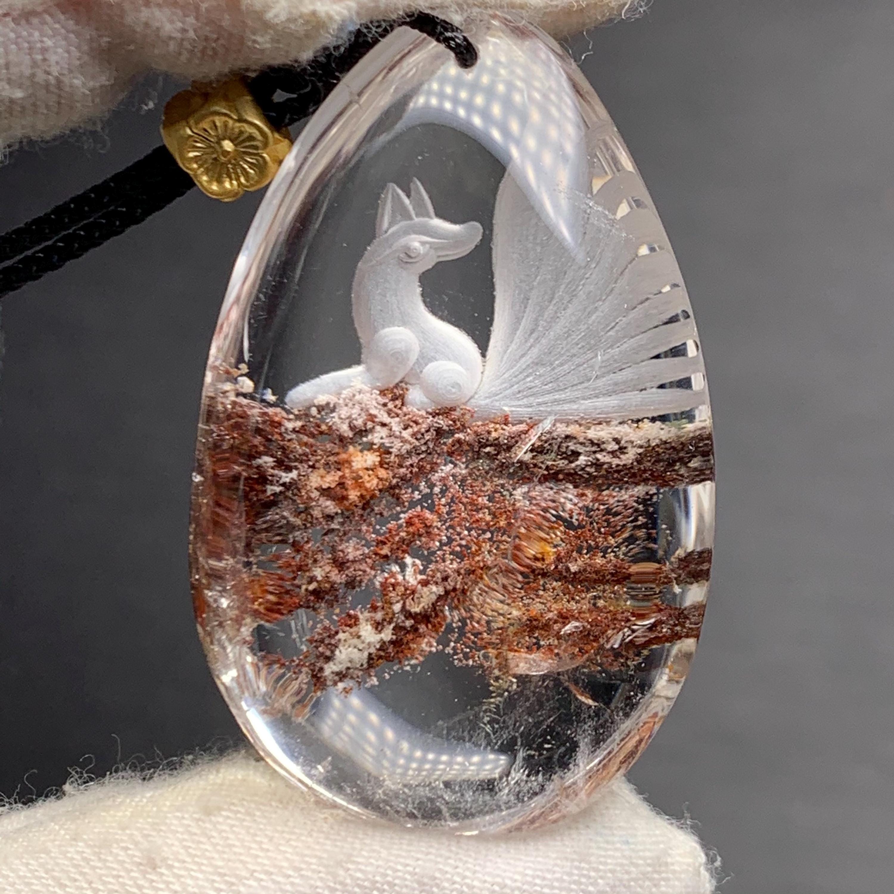 Nine-tailed Fox Quartz Pendant: Hand Carved Crystal Intaglio - Etsy