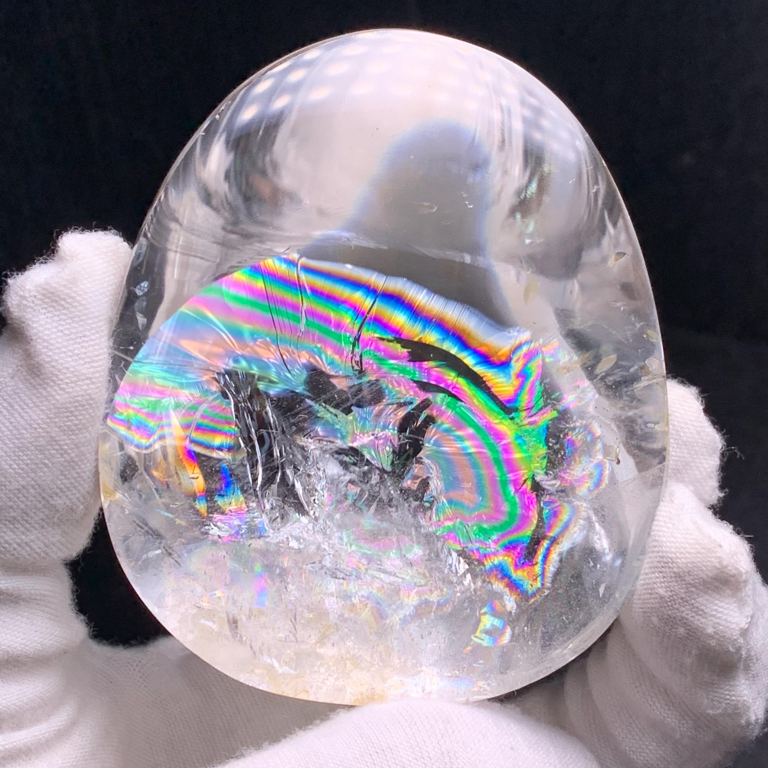 虹色！天然クリアクォーツの手のひらの水晶 - Etsy 日本