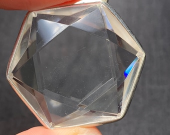 1 szt. Naturalny kryształ kwarcu 3D, sześciokątna gwiazda Dawida, wisiorek ze srebra próby 925