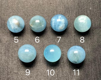19mm Natural  blue aquamarine quartz crystal sphere