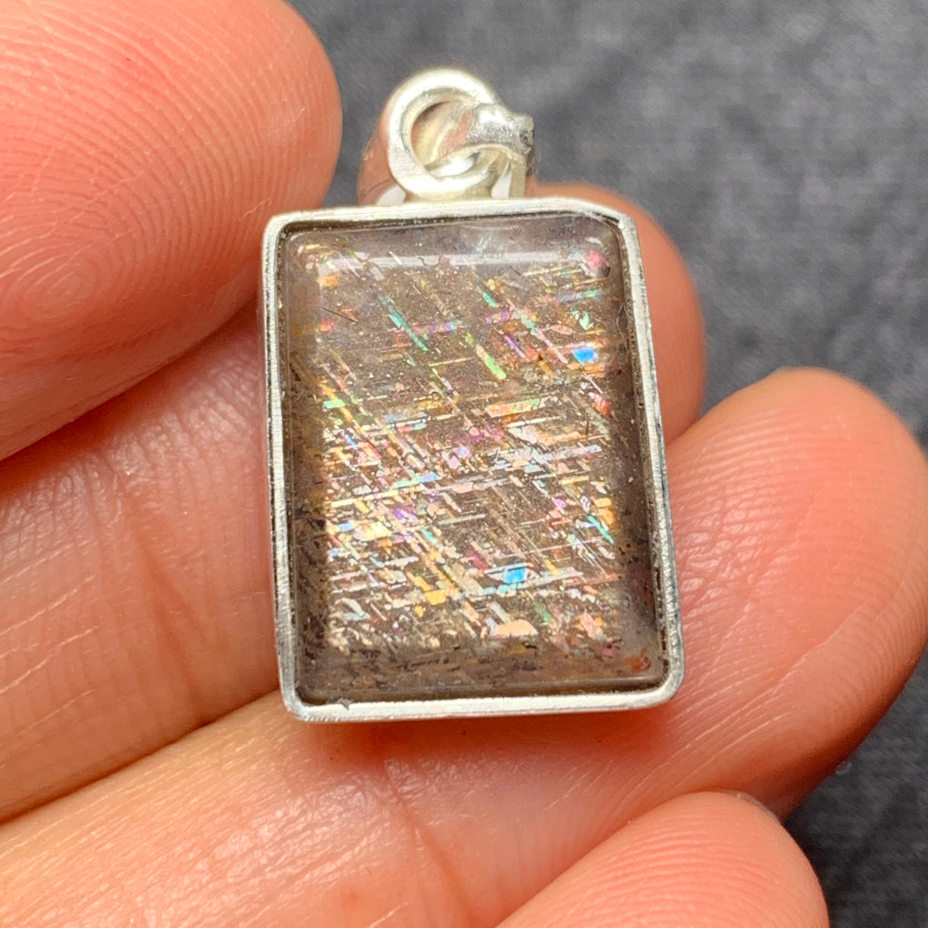 Rainbow lattice cheap sunstone pendant
