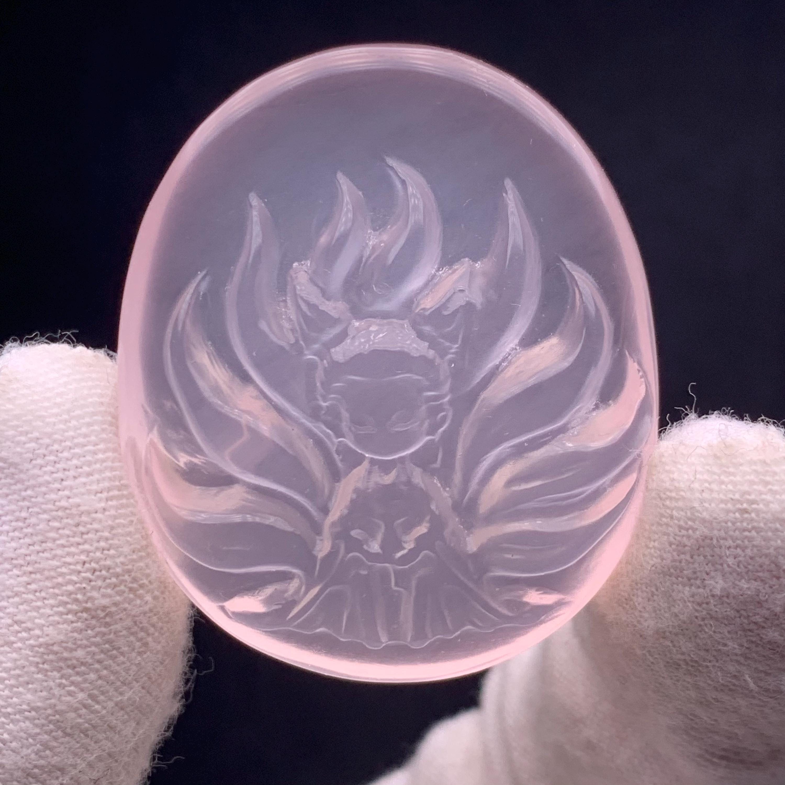 天然ローズクォーツ九尾狐水晶 - Etsy 日本
