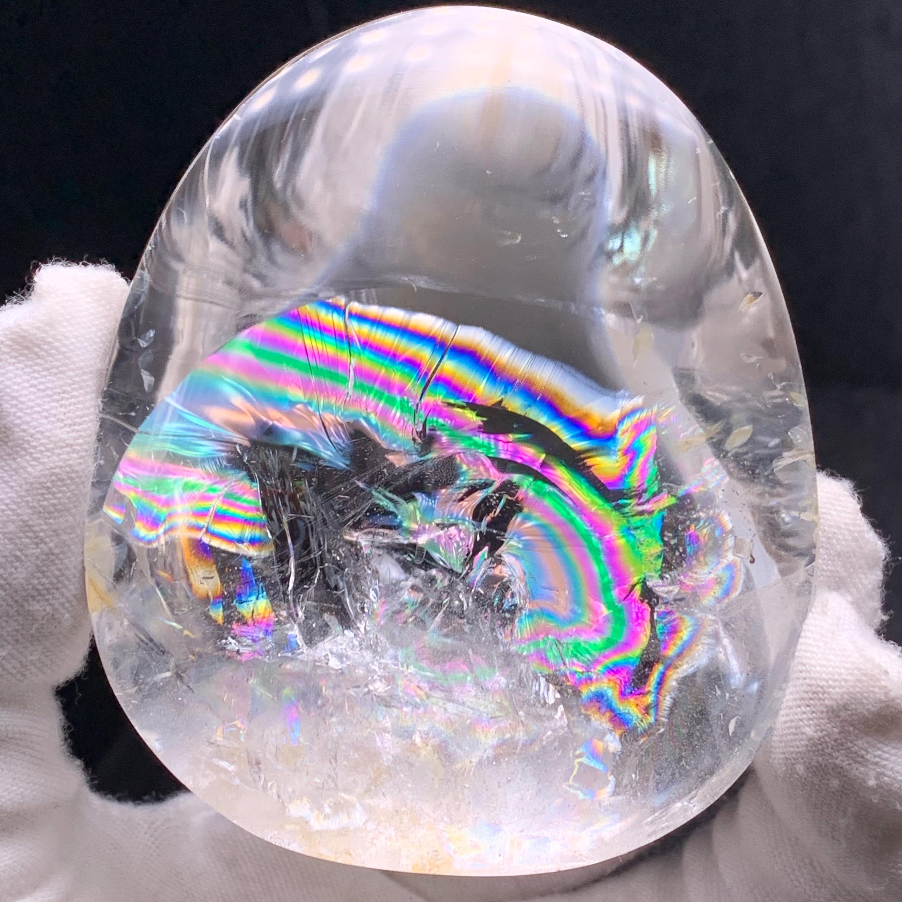 ☘️❤︎虹入り❤︎高透明 水晶（クリアクォーツ）フリーフォーム 天然石 虹色！天然クリアクォーツの手のひらの水晶 - Etsy 日本