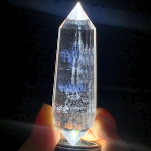 Natural clear quartz with blue angels feather inclusions quartz crystal tower DT