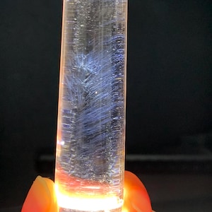 Natural clear quartz with blue angels feather inclusions quartz crystal tower