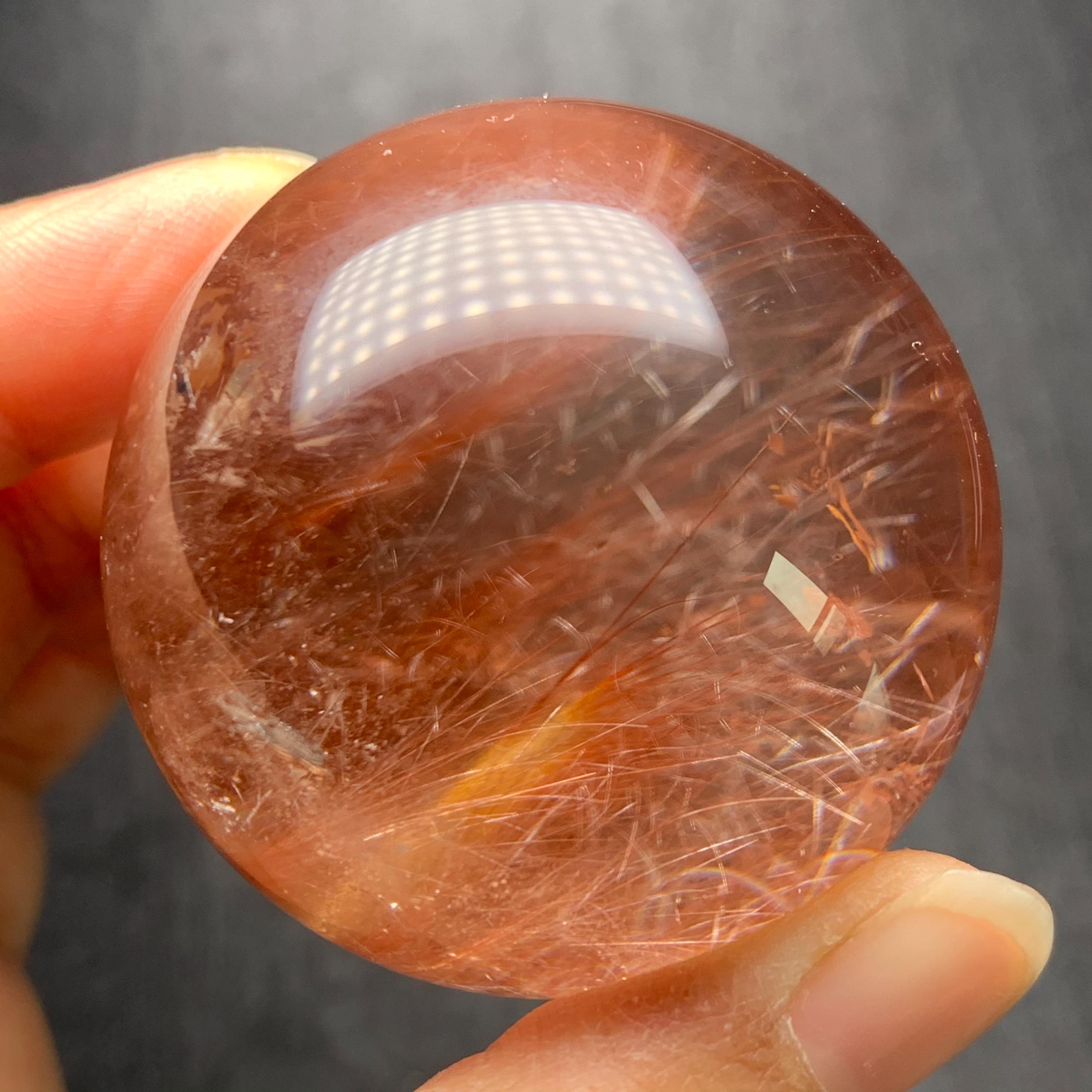 44.1mm Natural Red Amphibole Rutilated Quartz Crystal Sphere - Etsy