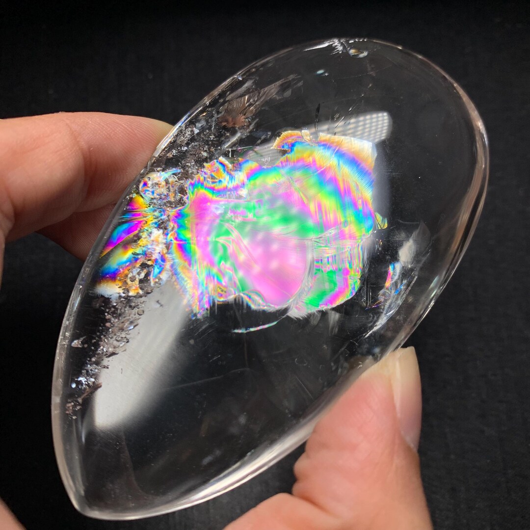 Natural Clear Rainbow Quartz Crystal Oval - Etsy
