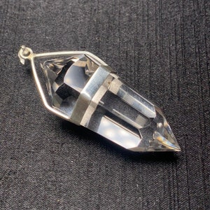 12-6-24 sided Vogel Style quartz Natural Clear Crystal sterling silver pendant DT Wand POINT healing