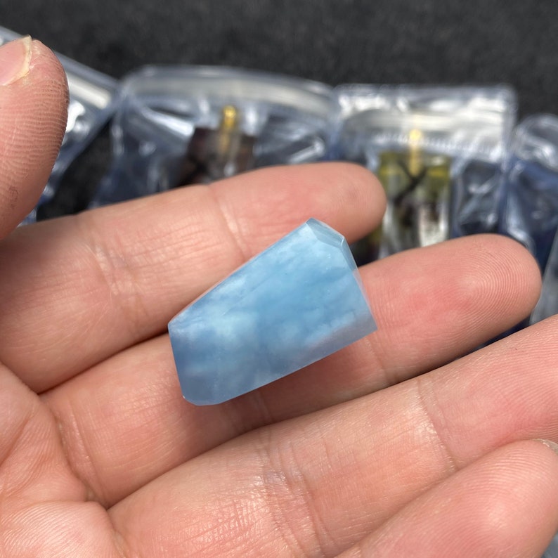 11g Handmade Natural blue Aquamarine Essentials oil bottle pendant-15