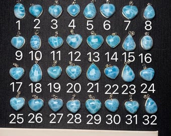 Natural Blue Larimar sterling silver pendant