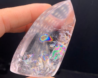 Natural rainbow quartz crystal freeform polished quartz crystal healing 100gram