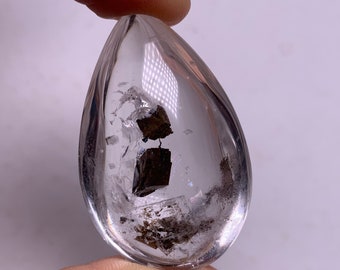 22.7g Natural Clear Quartz Pendant with Calcite Crystal Inclusion