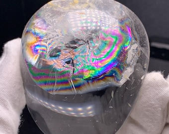 虹色！天然クリアクォーツの手のひらの水晶 - Etsy 日本